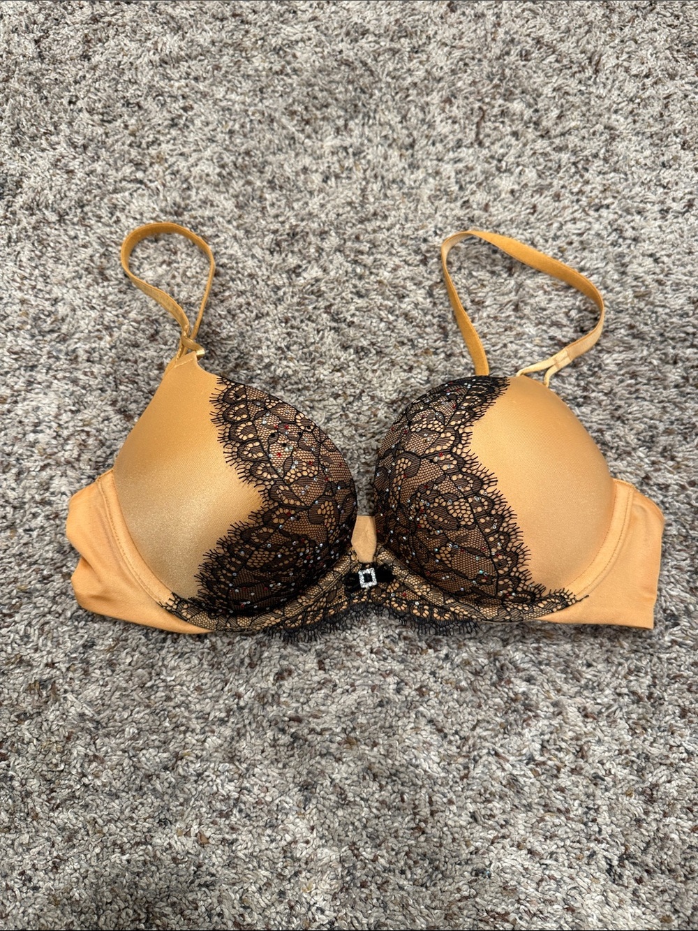 Victoria's Secret Gold and Black Lace Push-Up Bra